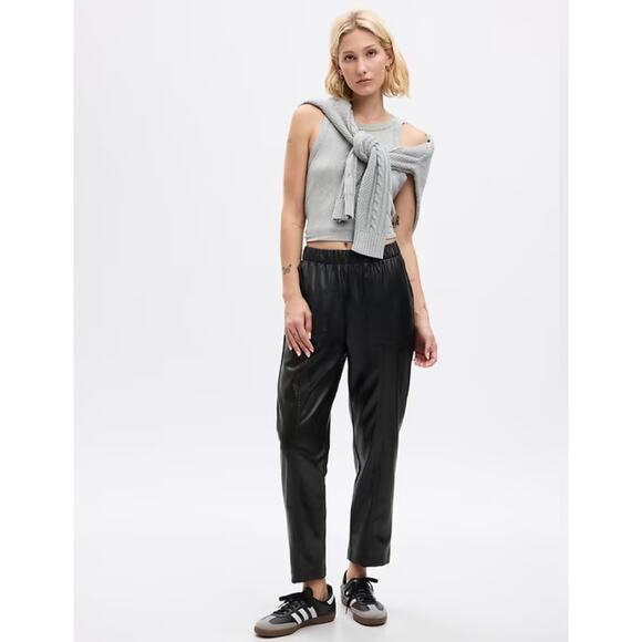 GAP Easy Pant Faux Leather True Black Large - Picture 1 of 8